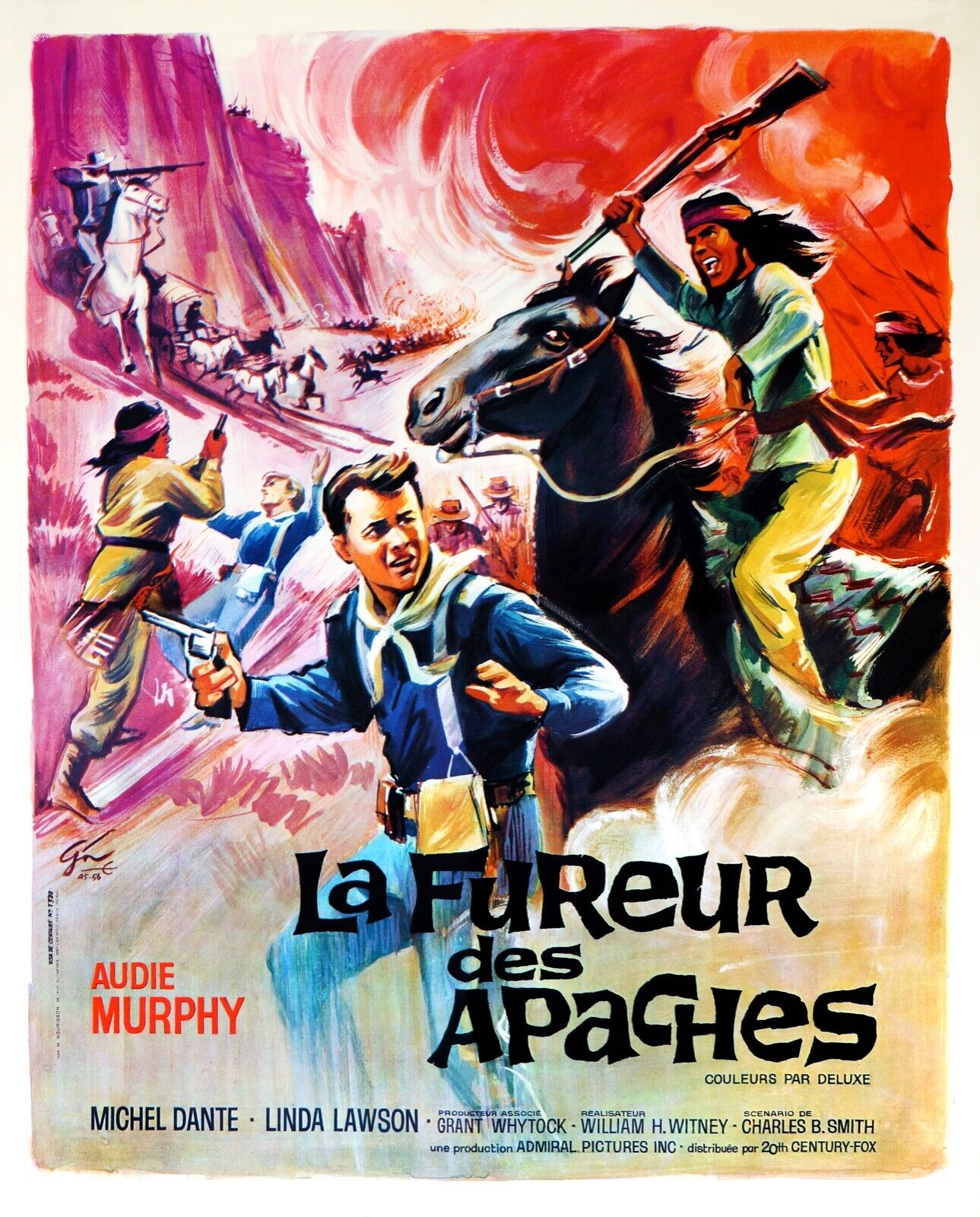 LA FUREUR DES APACHES, AUDIE MURPHY, 1964,REPRO AFFICHE CINEMA VINTAGE, HQ