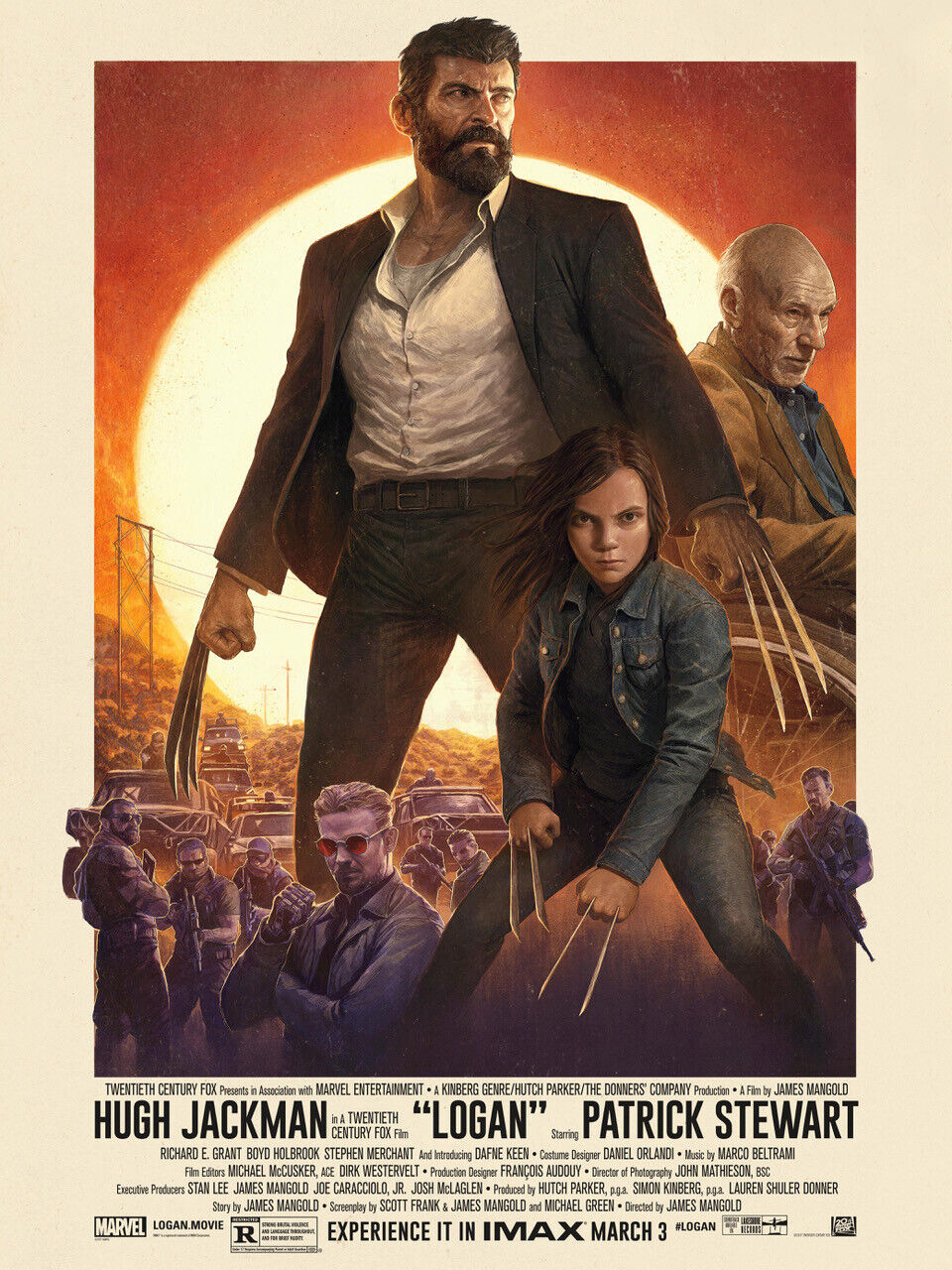 LOGAN, HUCK JACKMAN, PATRICK STEWART - AFFICHE CINEMA VINTAGE HQ REPRO SUR TOILE 340g