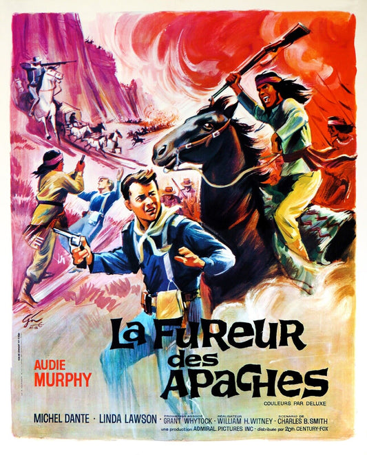 LA FUREUR DES APACHES, AUDIE MURPHY, 1964,REPRO AFFICHE CINEMA VINTAGE, HQ