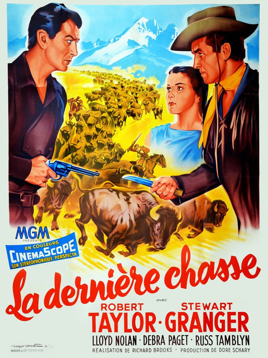 LA DERNIÈRE CHASSE, 1956, ROBERT TAYLOR AFFICHE VINTAGE MOVIE POSTER HQ